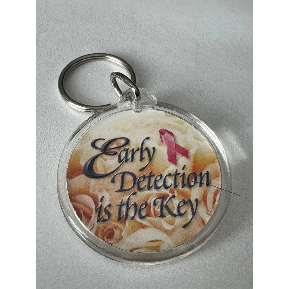 Breast Cancer Awareness‎ Keychain Early Detection Is The Key Pink Ribbon Floral
